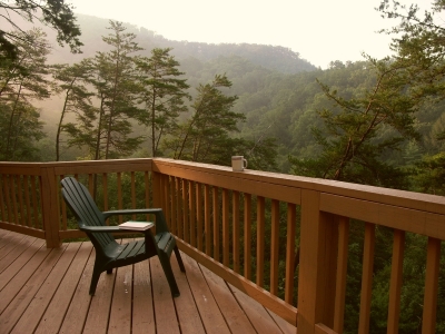 Deck overlooking mountains